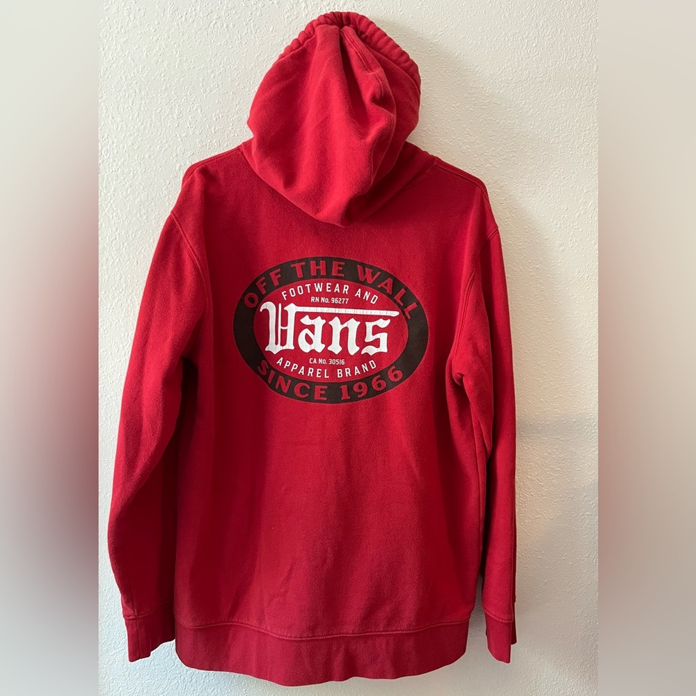 Vans Red Hoodie with Black and White Logo